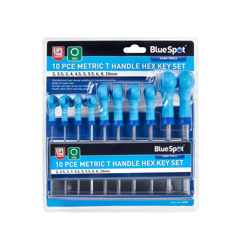 Blue Spot Tools Metric T Handle Hex Key Screwdriver Set Storage Rack