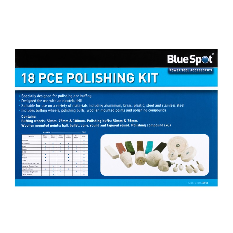 Blue Spot Tools 18 Piece Polishing Kit 19011 Bluespot Sealants and