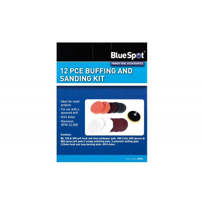 Blue Spot Tools Drill Type Buffing Sanding Kit 19034 Bluespot