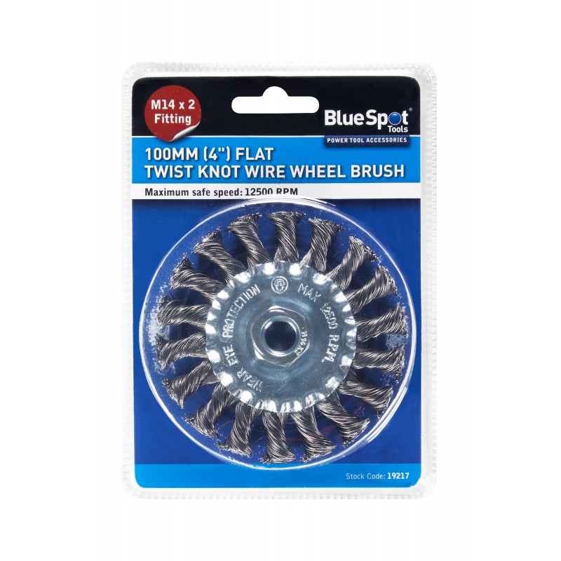 Blue Spot Tools 100mm Flat Twist Knot Wire Wheel Brush 19217 Bluespot
