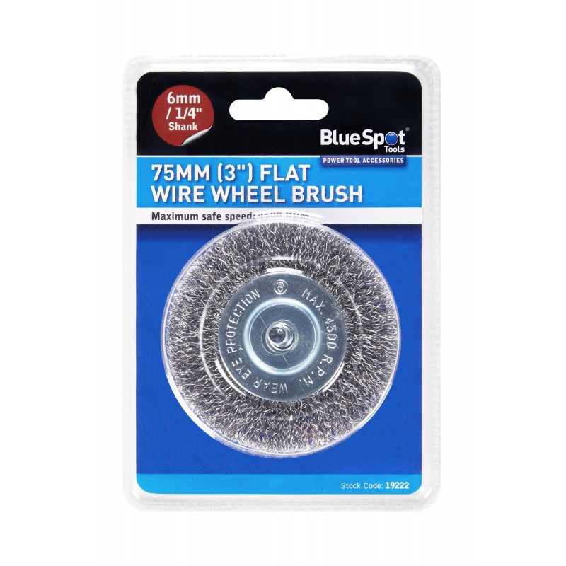 Blue Spot Tools 75mm Flat Crimped Wire Wheel Brush 19222 Bluespot Sealants and Tools Direct