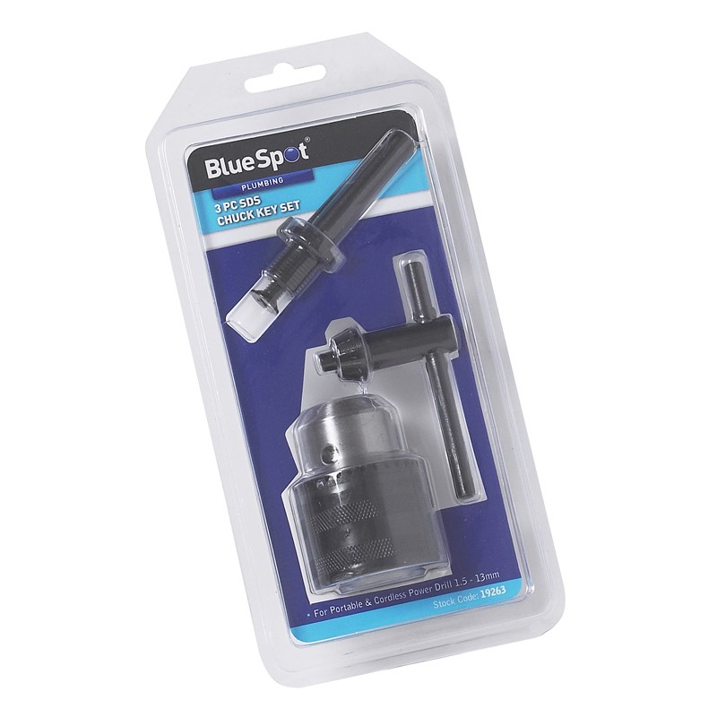 Blue Spot Tools SDS Plus Adapter Drill Chuck and Key Set 19263 Bluespot