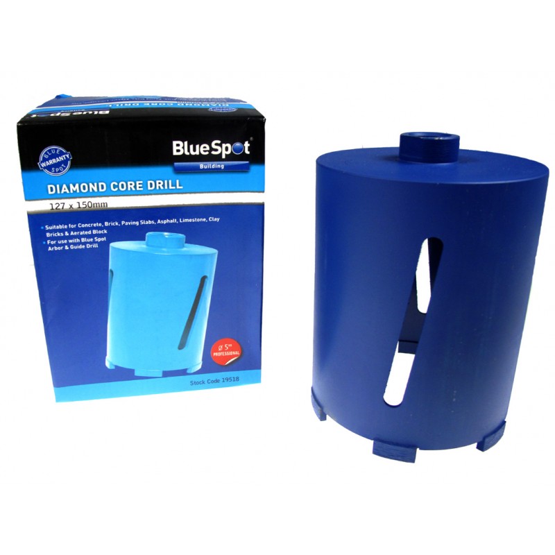Blue Spot Tools Diamond Core Drill Bit 127mm x 150mm 19518 Bluespot