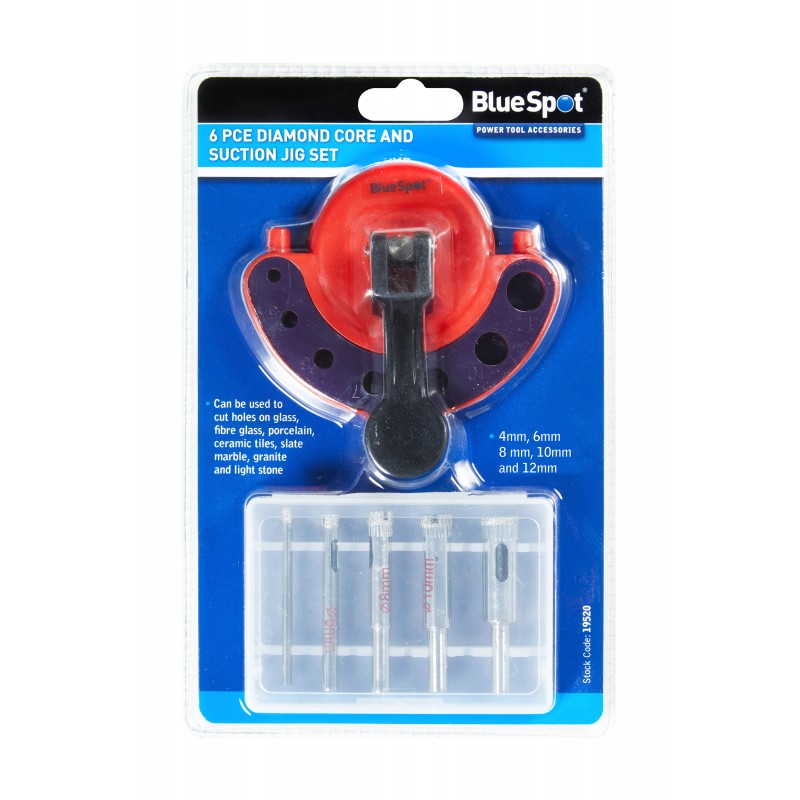 Blue Spot Tools Diamond Core Drill And Suction Jig 6pc Set 19520