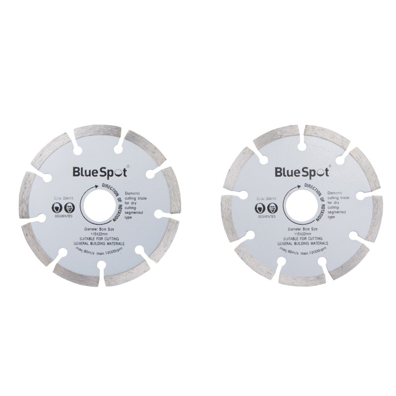 Blue Spot Tools 115mm Segmented Diamond Dry Cutting Disc 2pk 19547