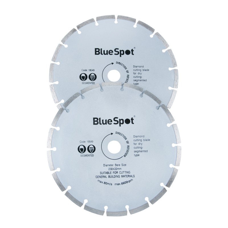Blue Spot Tools 230mm Segmented Diamond Dry Cutting Disc 2pk 19549