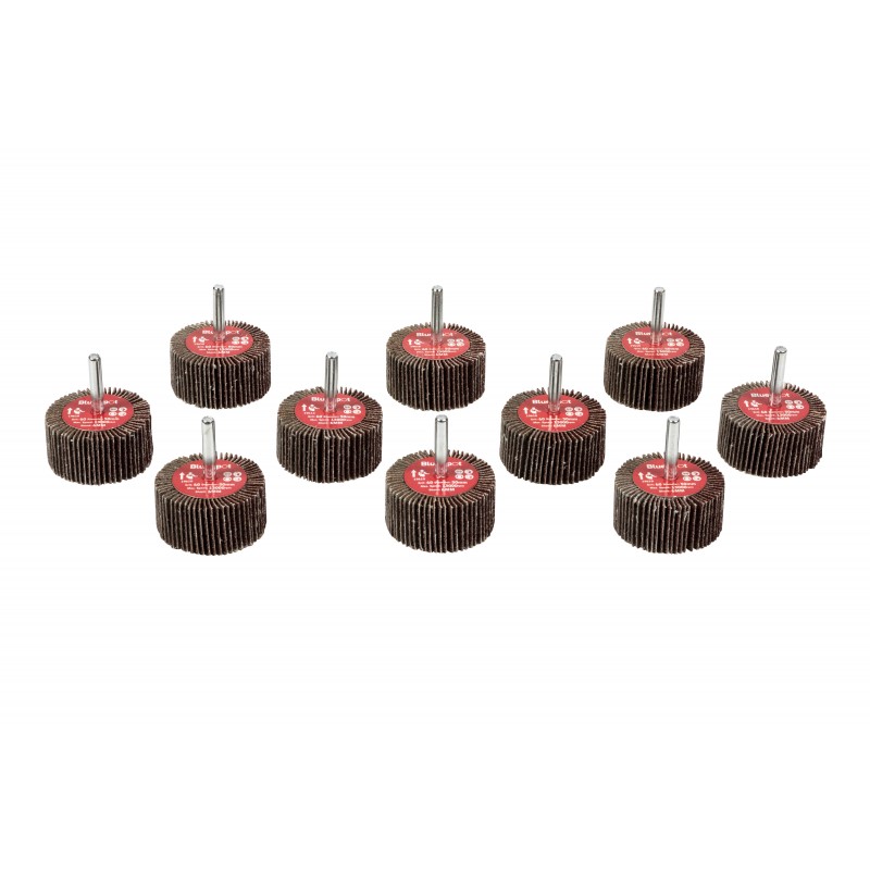 Blue Spot 10pc 60 Grit Sanding Drill Spindle Drum Flap Wheels 50mm