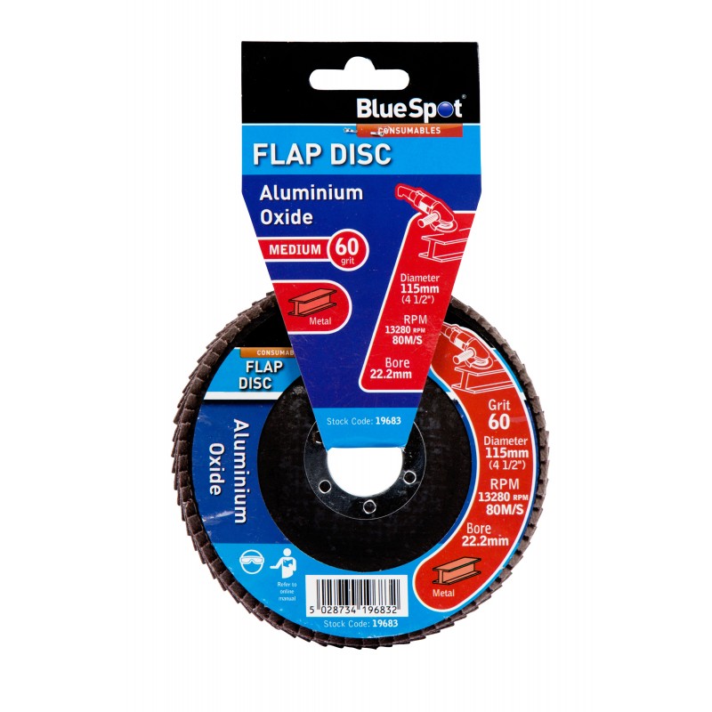 Blue Spot Tools 115mm 60 Grit Sanding Grinding Flap Disc 19683 Bluespot Sealants and Tools Direct