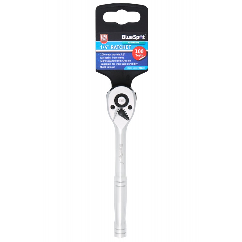 Blue Spot Tools 1/4 Inch Quick Release Automotive Ratchet 100 Teeth