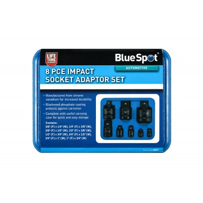 Blue Spot Tools 02077 8 Piece Impact Socket Size Adaptor Set 1/4" to 1" Bluespot
