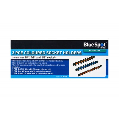 Blue Spot Tools 3pc Double Sided Socket Holders 1/4" 3/8" 1/2" 02090 Bluespot