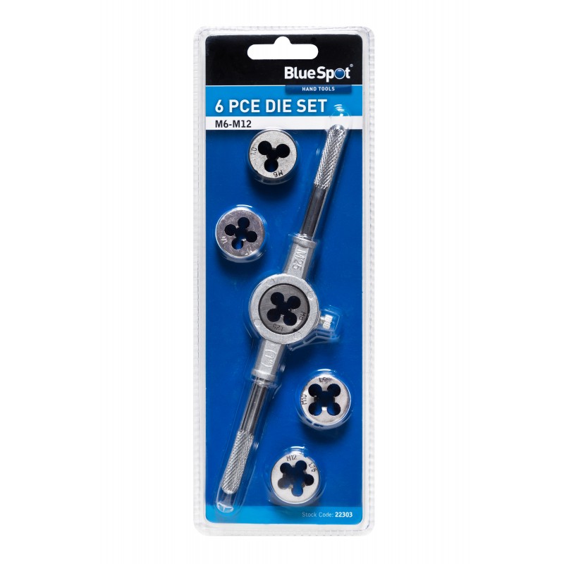 Blue Spot Tools M6 M7 M8 M10 M12 Thread Die Set 22303 Bluespot Sealants and Tools Direct