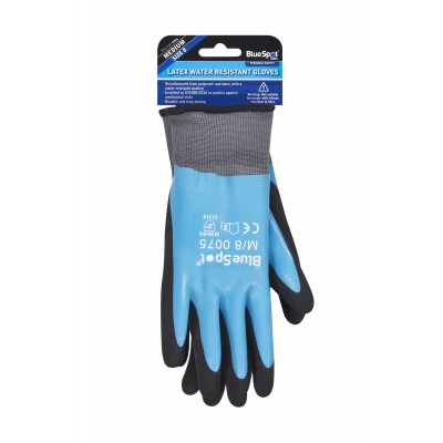 Blue Spot Tools Latex Water Resistant Medium Work Gloves 23016 Bluespot