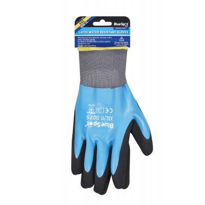 Blue Spot Tools Latex Water Resistant XXL Work Gloves 23022 Bluespot