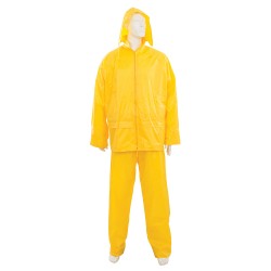 Silverline Yellow Rain Jacket Trouser PVC Waterproofs Large 32W 457006