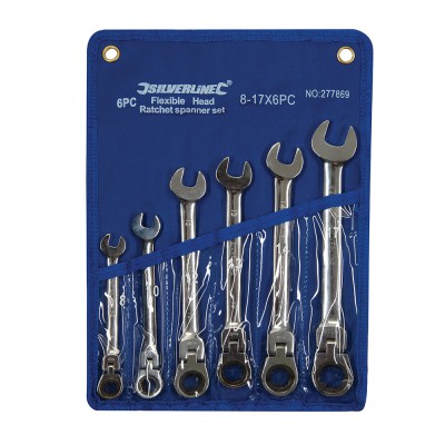 Silverline Tools Flexible Hinged Head Ratchet Spanner 6 Piece Set 277869