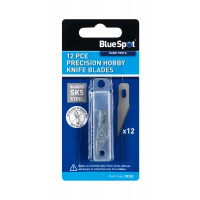 Blue Spot Tools Precision Hobby Knife Blades 12pk 29191 Bluespot