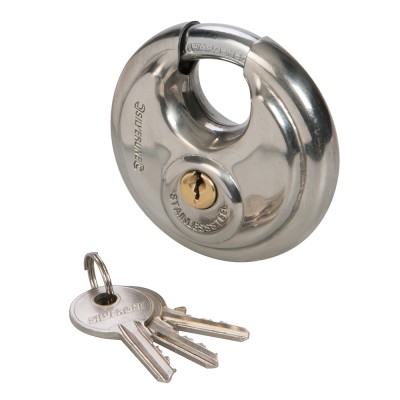 Silverline Stainless Steel Heavy Duty Disc Padlock 70mm 292707