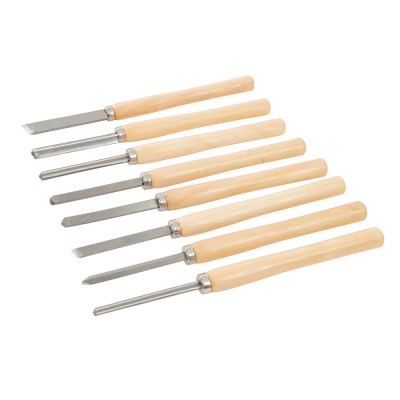 Silverline Tools Wood Turning Long Two Handed Chisel 8pc Set 303159