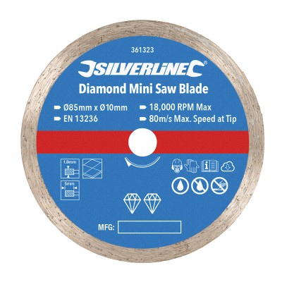 Silverline Tools Diamond Mini Saw Blade 85mm 10mm Bore 361323