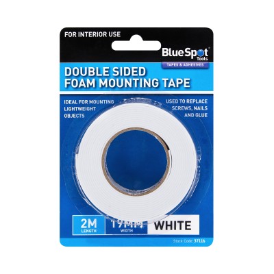 Blue Spot White Double Sided Foam Mounting Tape 37116 Bluespot