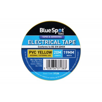 Blue Spot Tools Electrical Insulation Tape Yellow 19mm 37138 Bluespot