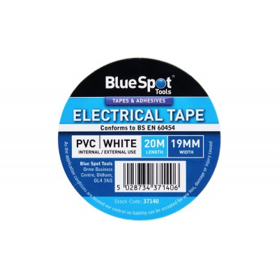 Blue Spot Tools Electrical Insulation Tape White 19mm 37140 Bluespot