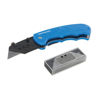 Silverline Tools One Hand Folding Utility Knife 5 Blades 373728