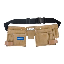 Silverline Double Pouch Tool Belt 11 Pocket Suede Leather 395015