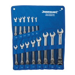 Silverline Tools Flexible Hinged Head Ratchet Spanner 14pc Set 399017