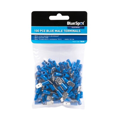 Blue Spot Tools Male Terminals Blue 100 Pieces 40608 Bluespot