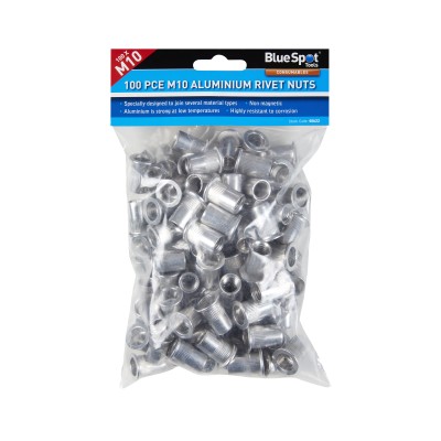 Blue Spot Tools Aluminium M10 Rivnut Rivet Nut Inserts 100pk 40622 Bluespot