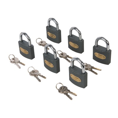 Silverline Iron Padlock Keyed Alike 6 Pack 407238