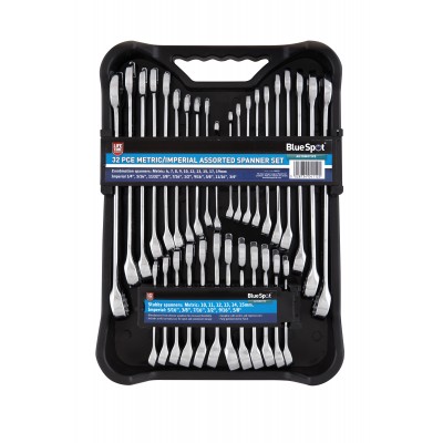 Blue Spot Tools Metric Imperial Mixed Combination Spanner 32pc Set 04112 Bluespot