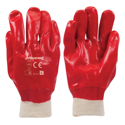 Silverline Red PVC Gloves Size 9 Large 447137