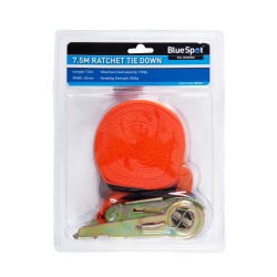 Blue Spot Tools Orange Ratchet Tie Down Strap 50mm 7.5m 45412 Bluespot