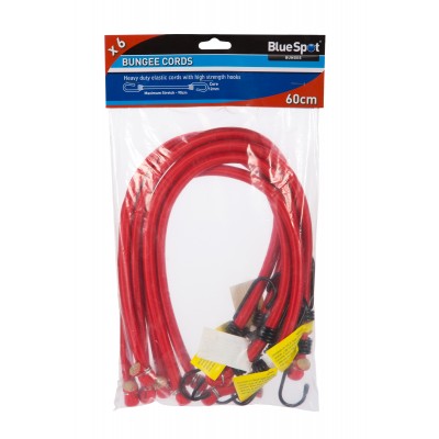 Blue Spot Tools Bungee Cord 6 Pack 60cm Red Strap 45459 Bluespot