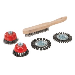 Silverline Wire Hand Brush Cup and Twist Knot Wheel 5pc Set 589548