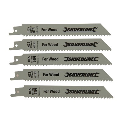 Silverline Recip Saw Blades Wood Cutting 5 Pack 598431