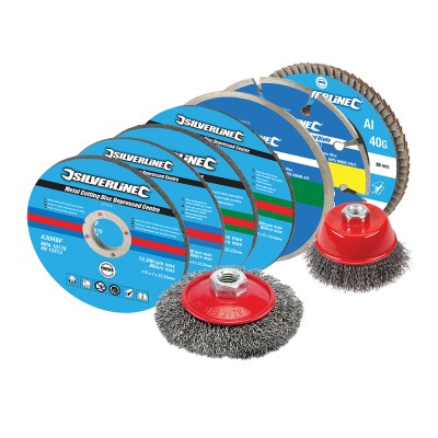 Silverline 115mm Cutting Grinding Discs Wire Cup Brush Mixed Kit 633831