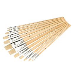 Silverline Artists Paint Brush 12 Piece Set Flat Pointed or Round