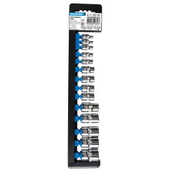 Silverline E4 to E24 TRX Torx Star 14pc Socket Set On Rail 675072