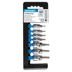 Silverline T10 to T40 Torx Bit Socket 7pc Set on Rail 763566