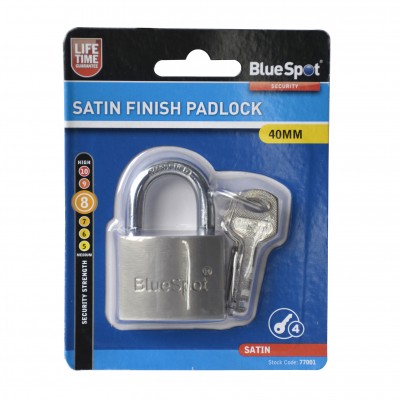 Blue Spot Double Locking Padlock 40mm Satin 77001 Bluespot 