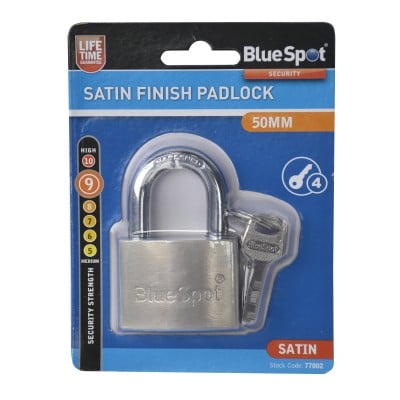 Blue Spot Double Locking Padlock 50mm Satin 77002 Bluespot