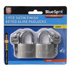 Blue Spot Keyed Alike Same Key  Padlock 40mm Satin 2pk 77003
