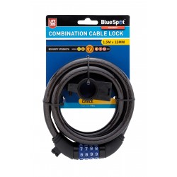 Blue Spot Tools Combination Coiled Security Cable Lock 1.5M 77072 Bluespot
