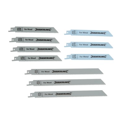 Silverline Recip Reciprocating Saw Blades Wood Metal Cutting 10pc Set 783087