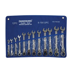 Silverline Flexible Hinged Head Ratchet Spanner 12 Piece Set 794336