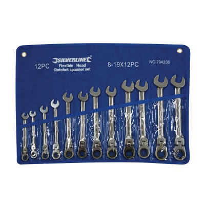 Silverline Flexible Hinged Head Ratchet Spanner 12 Piece Set 794336